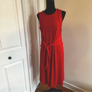 Ann Taylor Burnt Orange Midi Dress with tie waist- Size M